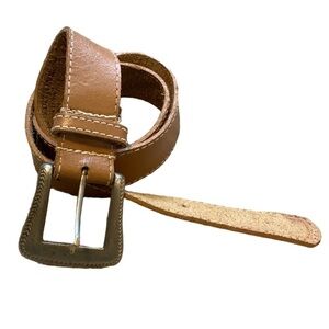 Basic Editions Tan Genuine Leather Antique Metal Western Belt Size 9/10 Casual